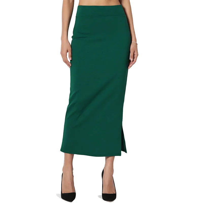 Women Fashion Sexy Solid Color Split Skirt