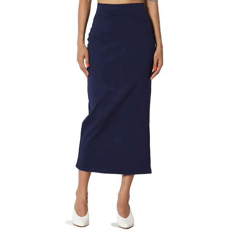 Women Fashion Sexy Solid Color High-Waist Split Skirt