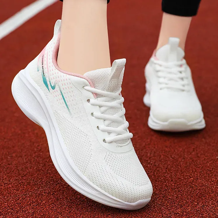 Women Fashion Casual Mesh Breathable Lace-Up Soft Thick Soled Sneaker
