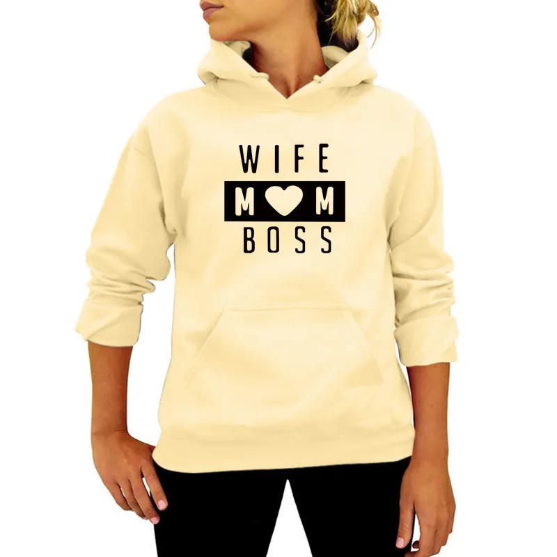 Women Fashion Casual Solid Color Mom Letter Printed Hoodies