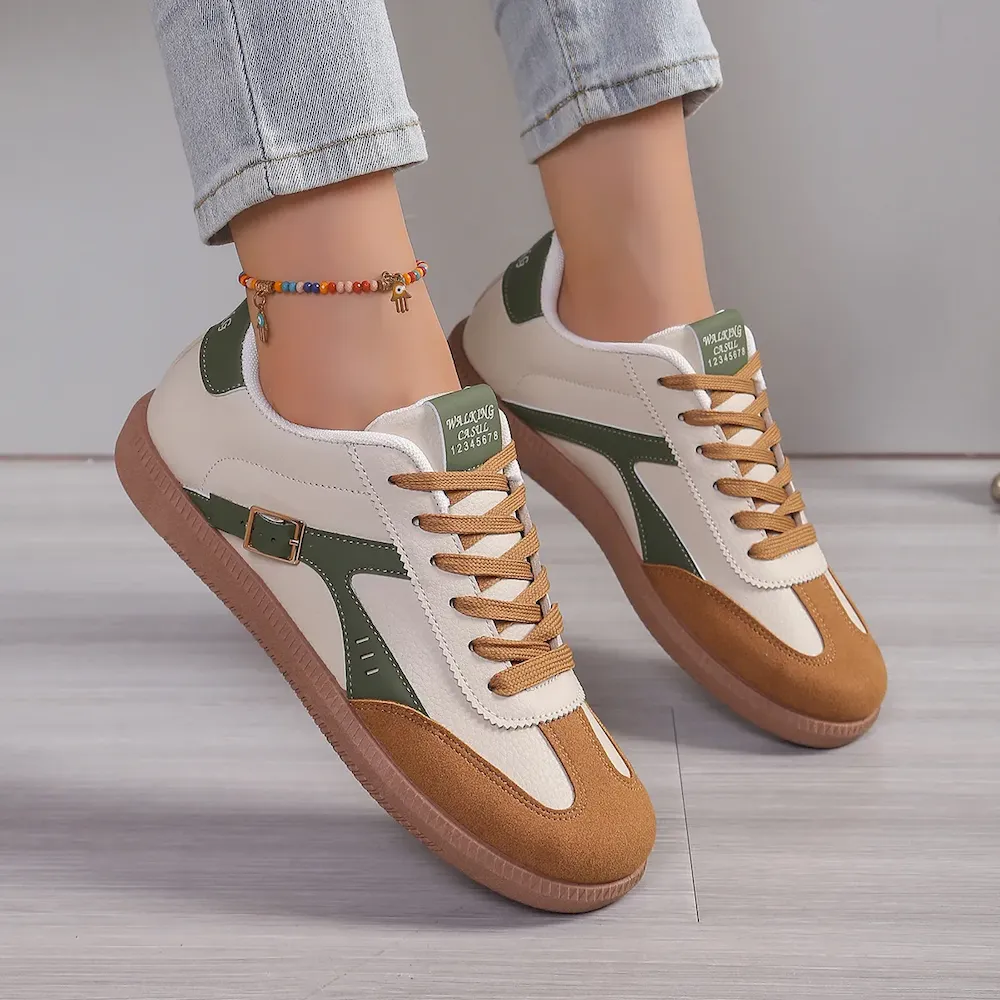 Women Casual Vintage Contrast Flat Sneaker