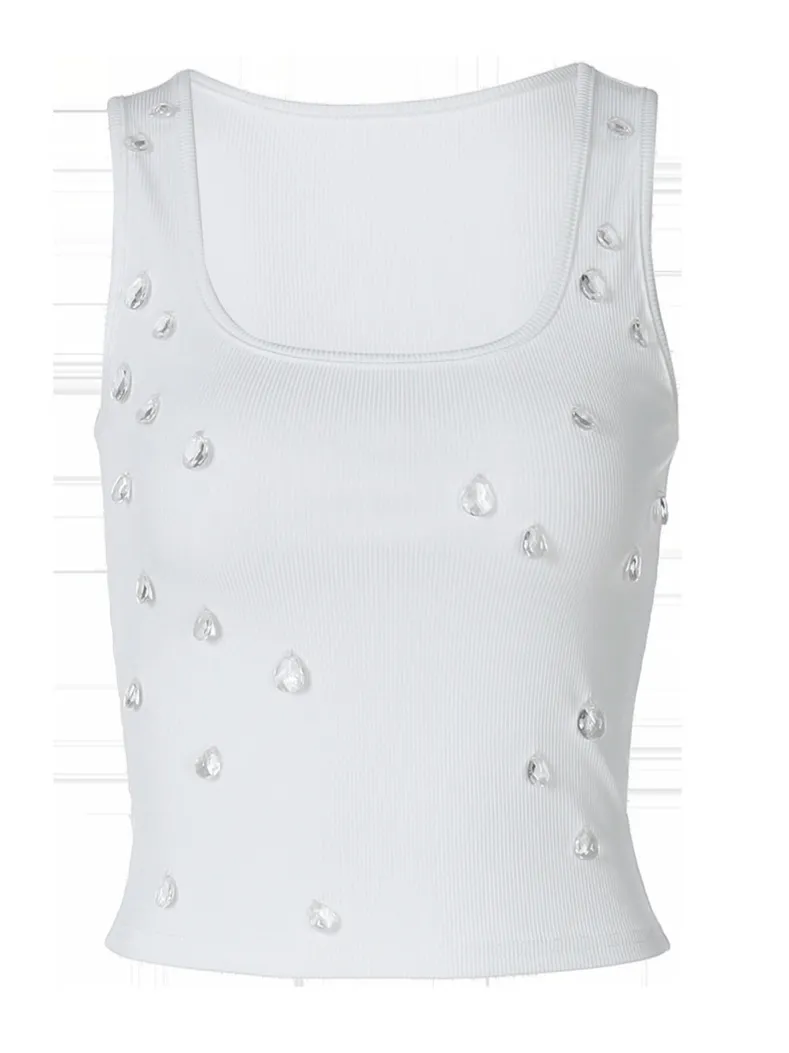 Women Fashion Sexy Beaded U-Neck Slim Fit Tank Top - Image 5