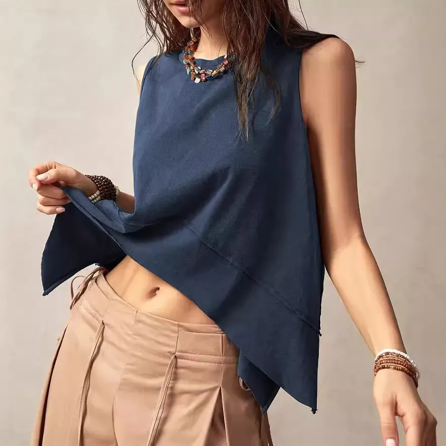 Women Fashion Casual Irregular Loose Sleeveless Tank Top - Image 2