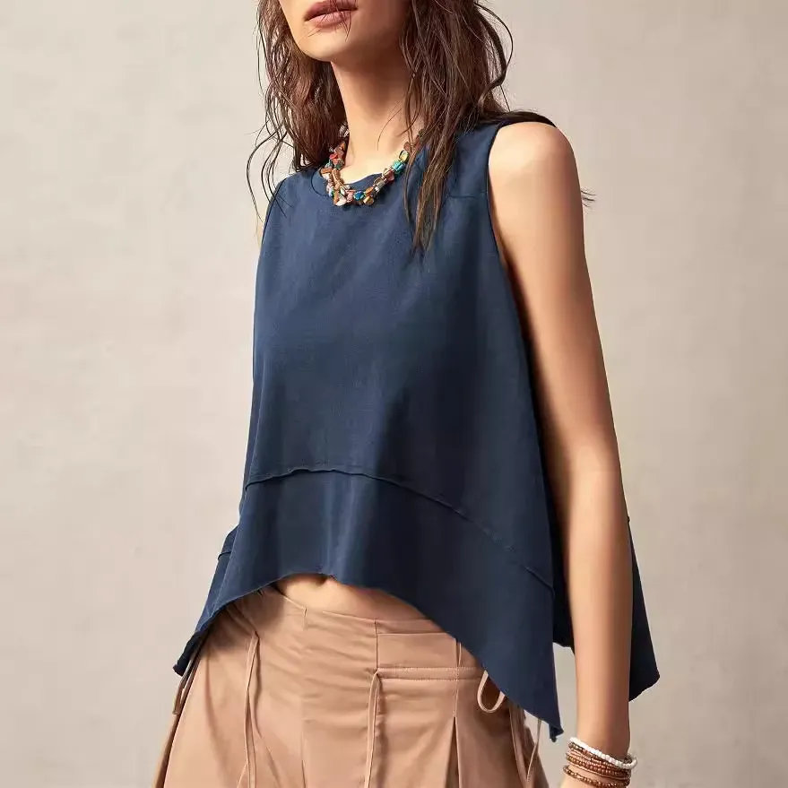 Women Fashion Casual Irregular Loose Sleeveless Tank Top - Image 4