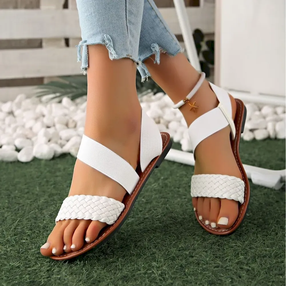 Women'S Plus Size Simple Solid Color Flat Sandals