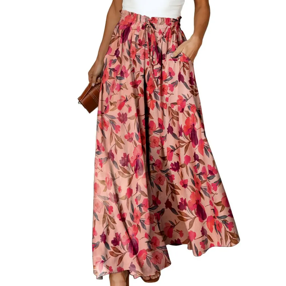Women Casual Solid Color High Waist Wide Leg Pants - Image 7