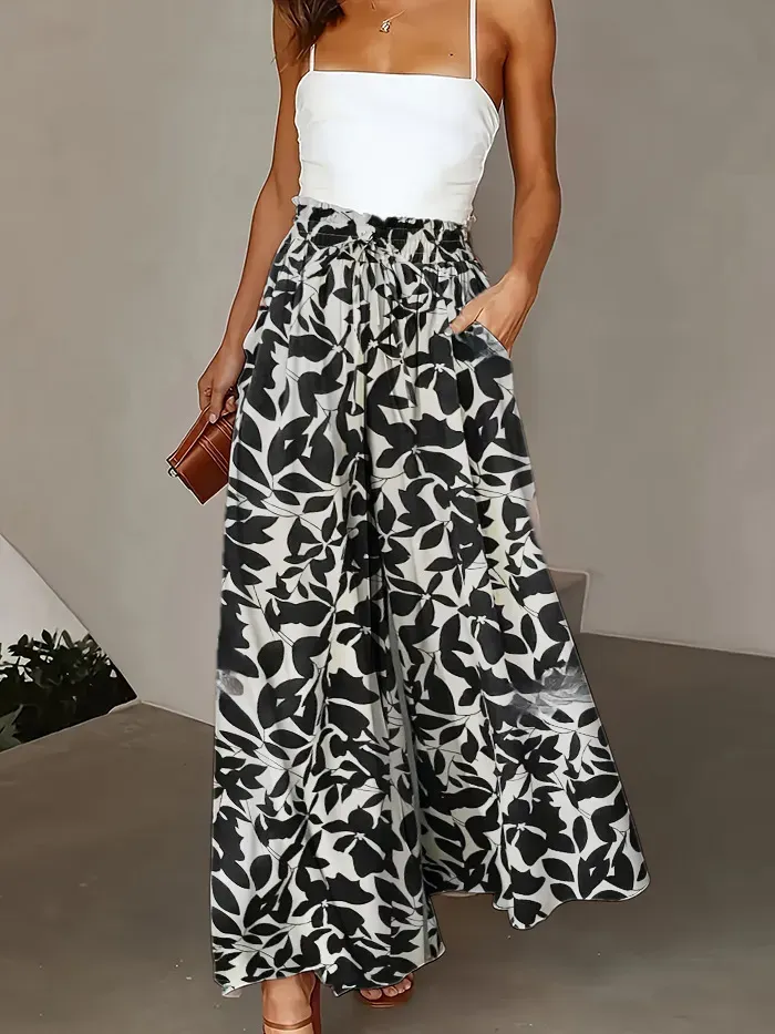 Women Casual Solid Color High Waist Wide Leg Pants - Image 13