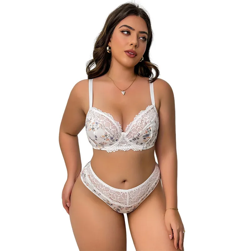 Plus Size Women Sexy Lace Stitching Underwear Two-Piece Set - Image 5
