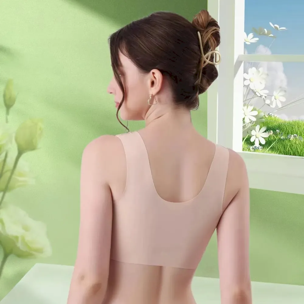Women Sexy Plus Size Solid Color No Steel Ring Bra - Image 4