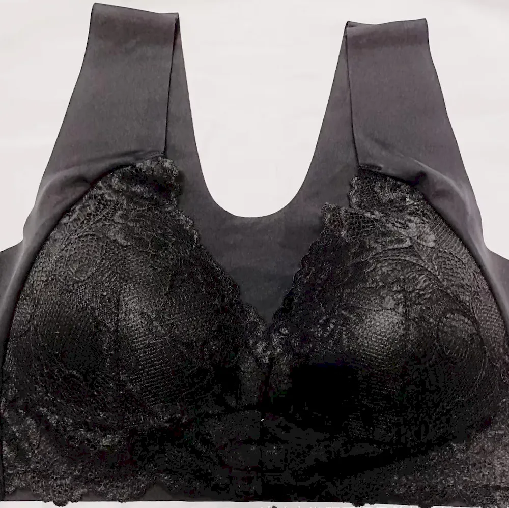 Women Sexy Plus Size Solid Color No Steel Ring Bra - Image 6