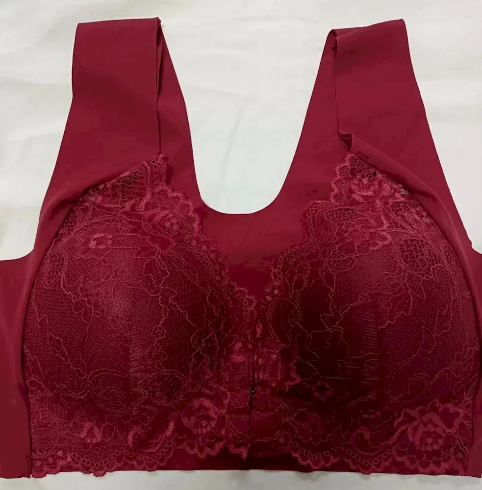 Women Sexy Plus Size Solid Color No Steel Ring Bra - Image 8