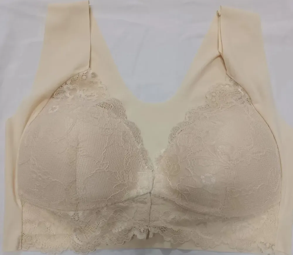 Women Sexy Plus Size Solid Color No Steel Ring Bra - Image 10