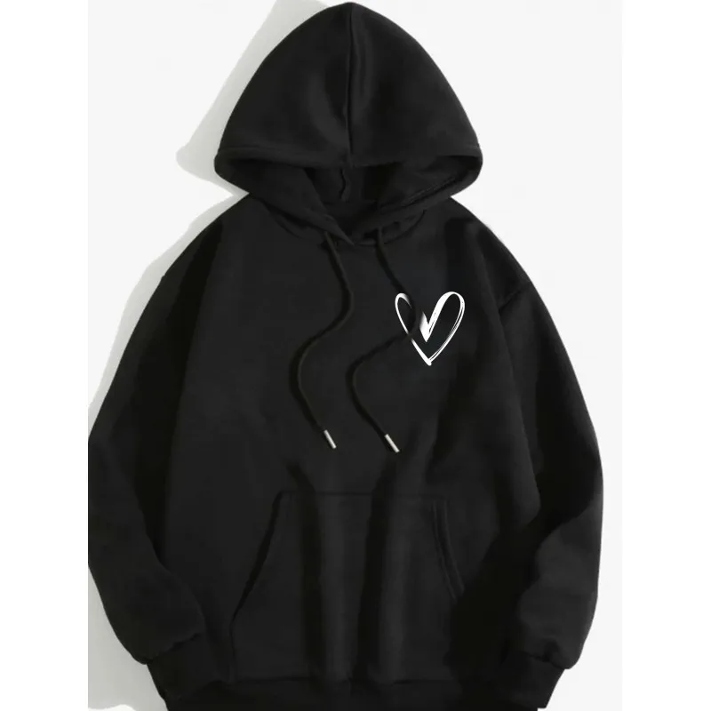 Casual Fashion Printed Loose Fleece-Lined Hoodie - Image 42