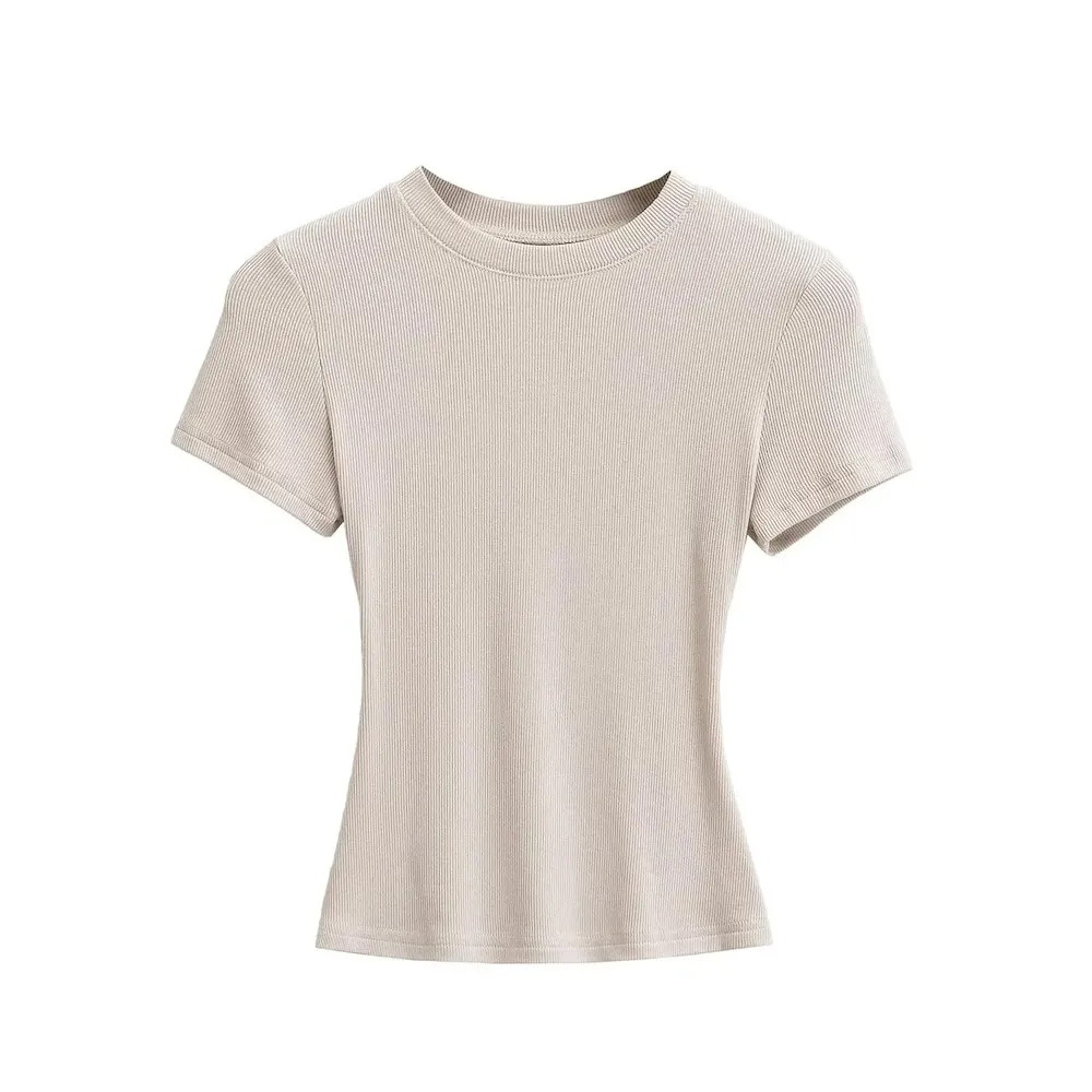 Women Simple Solid Color Short Sleeve T-Shirt - Image 7