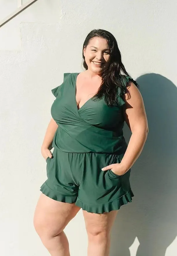 Women Fashion Sexy Plus Size Printed V-Neck Edge Curl Sleeveless Rompers - Image 7