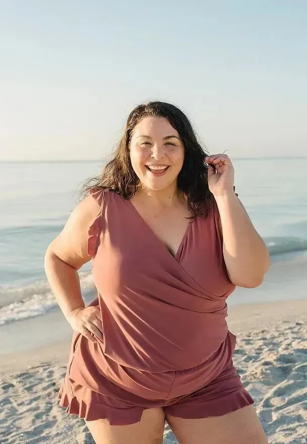 Women Fashion Sexy Plus Size Printed V-Neck Edge Curl Sleeveless Rompers - Image 9