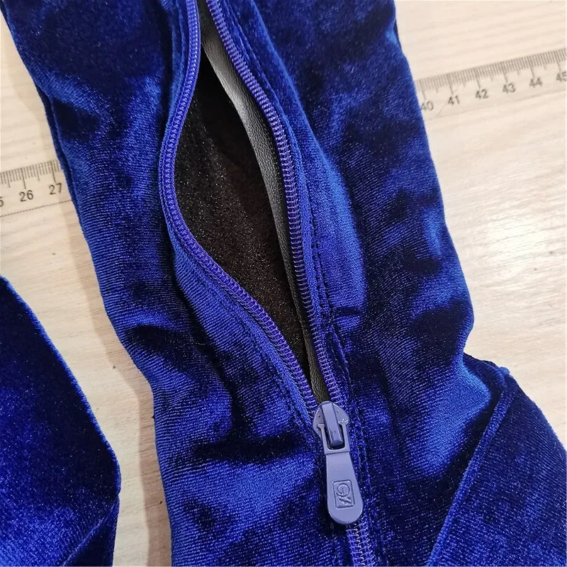 Size:4.5-11 Women Fashionable Solid Color Pointed-Toe Zipper Design Over The Knee Boots - Image 3