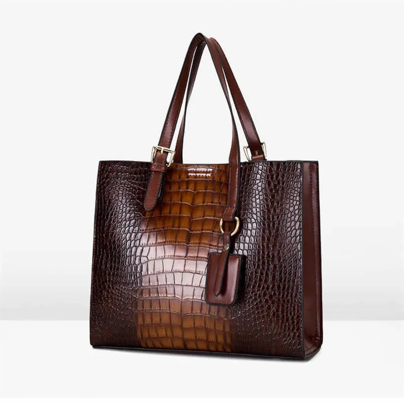 3 In 1 Women Vintage Crocodile Pattern Large Capacity PU Crossbody Shoulder Handle Bag - Image 11