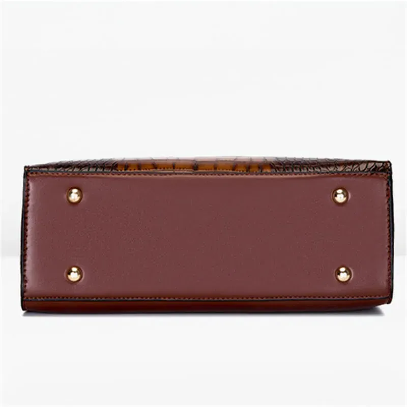 3 In 1 Women Vintage Crocodile Pattern Large Capacity PU Crossbody Shoulder Handle Bag - Image 13