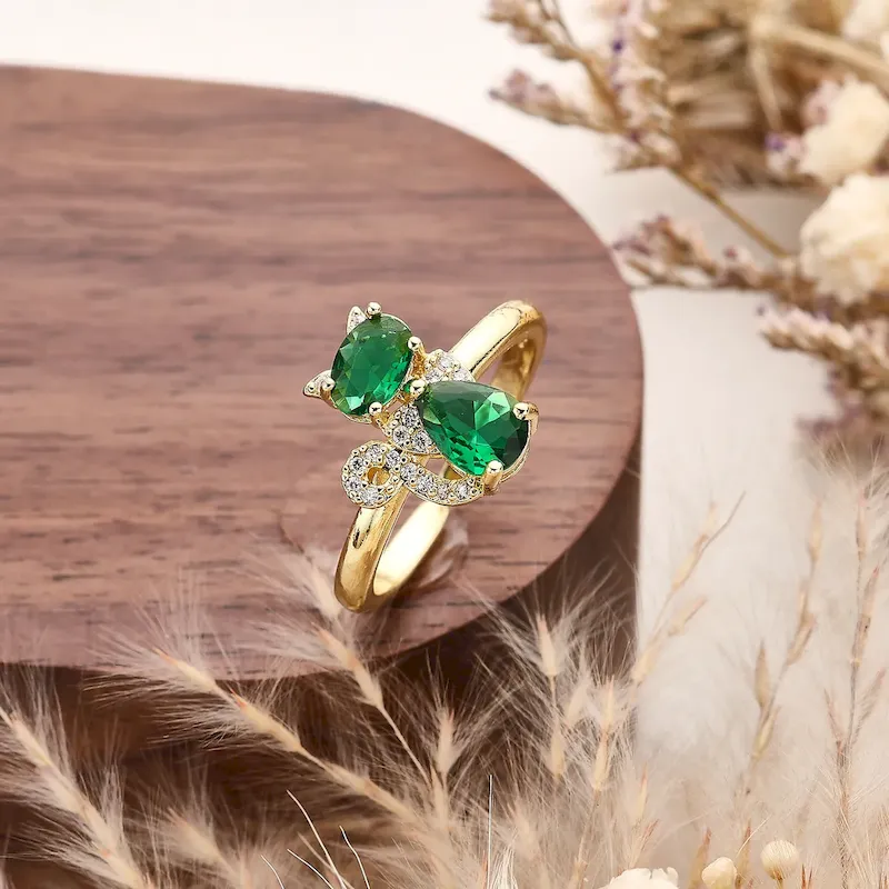 Wholesale Women Fashion Micro-Inlaid Zircon Multicolor Cat Open Ring - Image 10