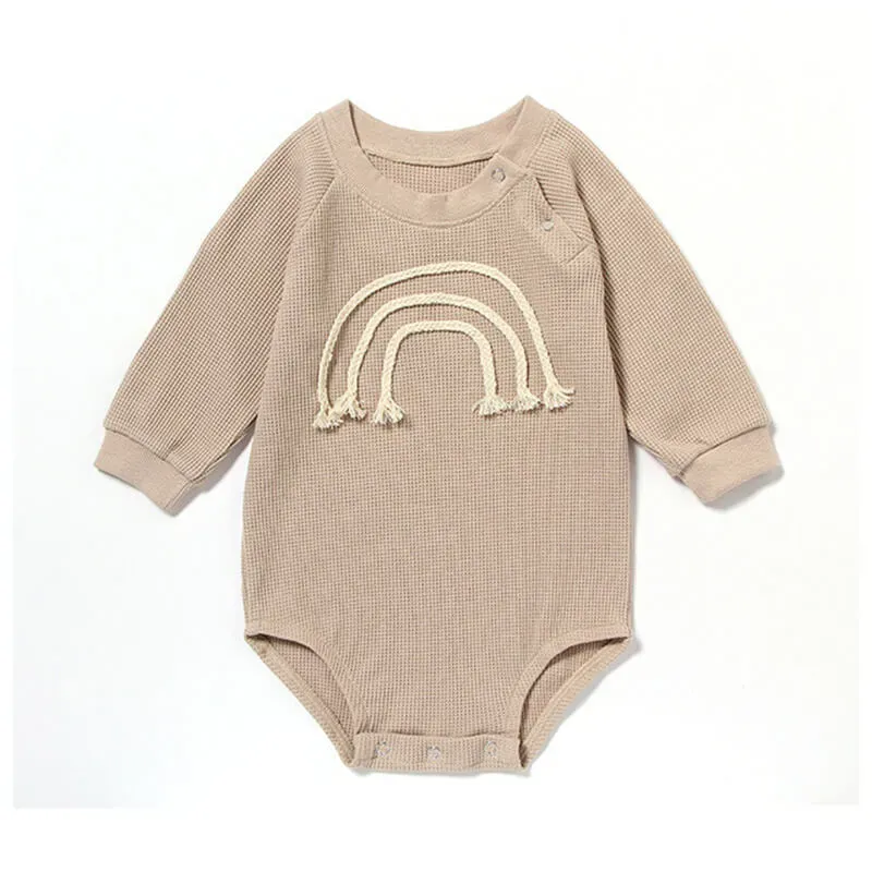 Wholesale Kids Simple Rainbow Line Pattern Long-sleeves Romper - Image 11