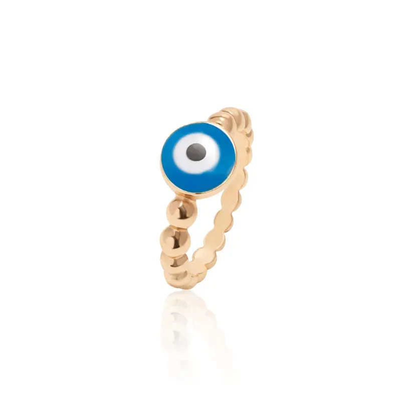 Wholesale Women Fashion Oil Painting Gold Plated Devil Eye Ring - Image 14