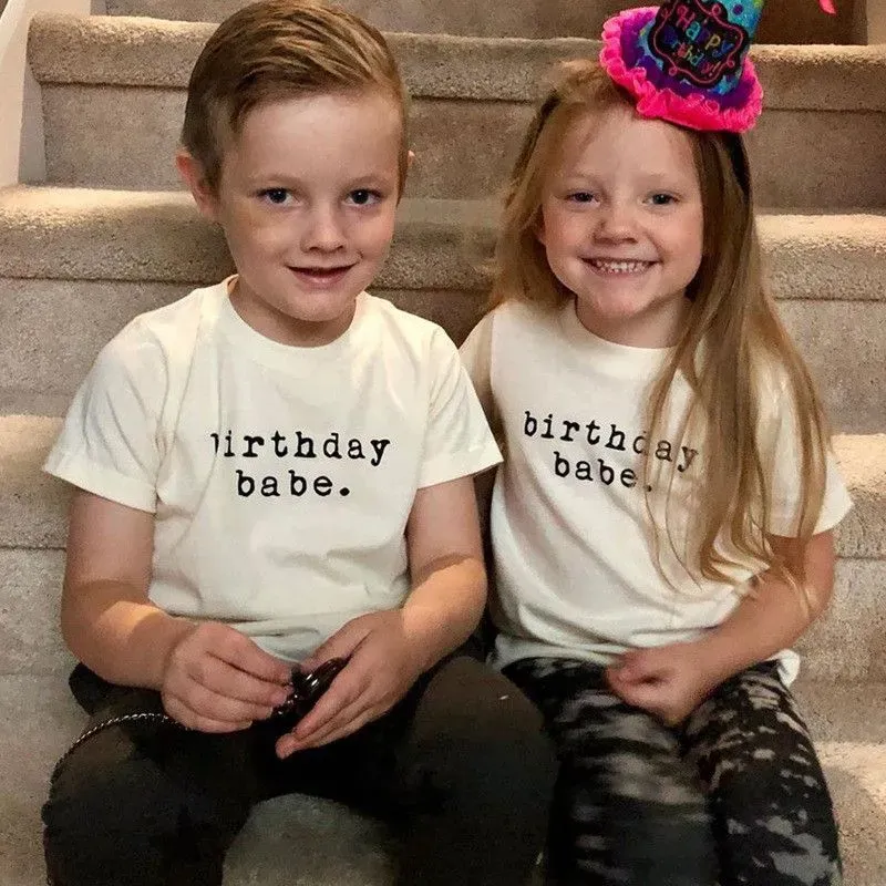 Wholesale Wholesale Kid Boy Girl Birthday Print White Tee