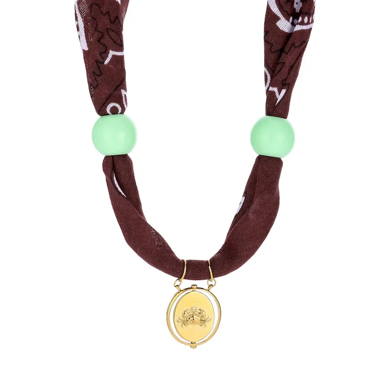 Wholesale Personalized Twelve Constellations Zodiac Satin Scarf Steel Pendant Necklace - Image 9