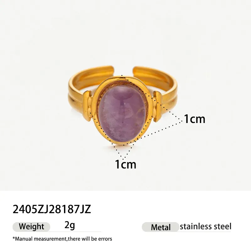 Wholesale Women Fashion Natural Stone Titanium Steel Ring - Image 5