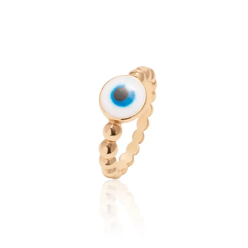 Wholesale Women Fashion Oil Painting Gold Plated Devil Eye Ring - Image 12