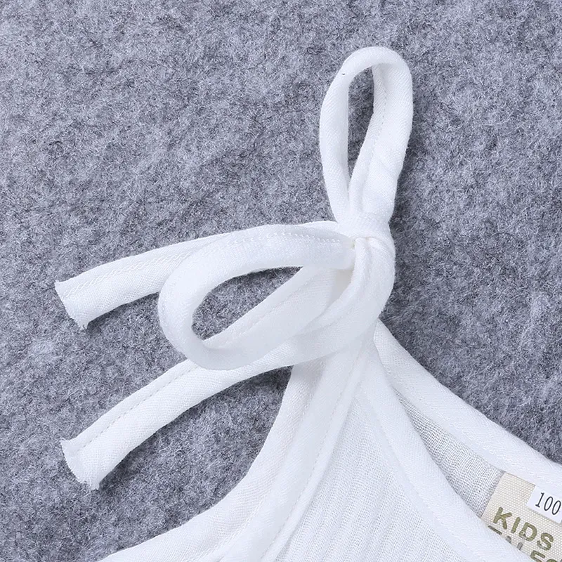 Wholesale Baby Girls Crease Solid Color Lace-up Romper - Image 12