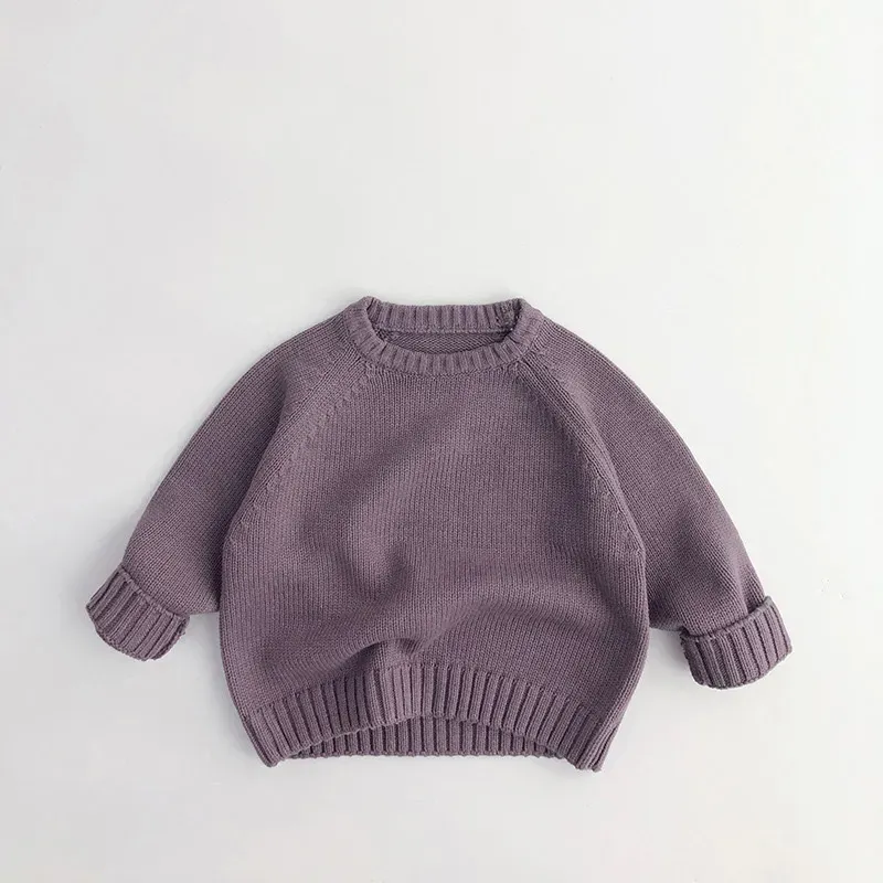 Wholesale Kids Boys And Girls Autumn And Winter Solid Color Round-Neck Long-Sleeve Sweater - Image 9