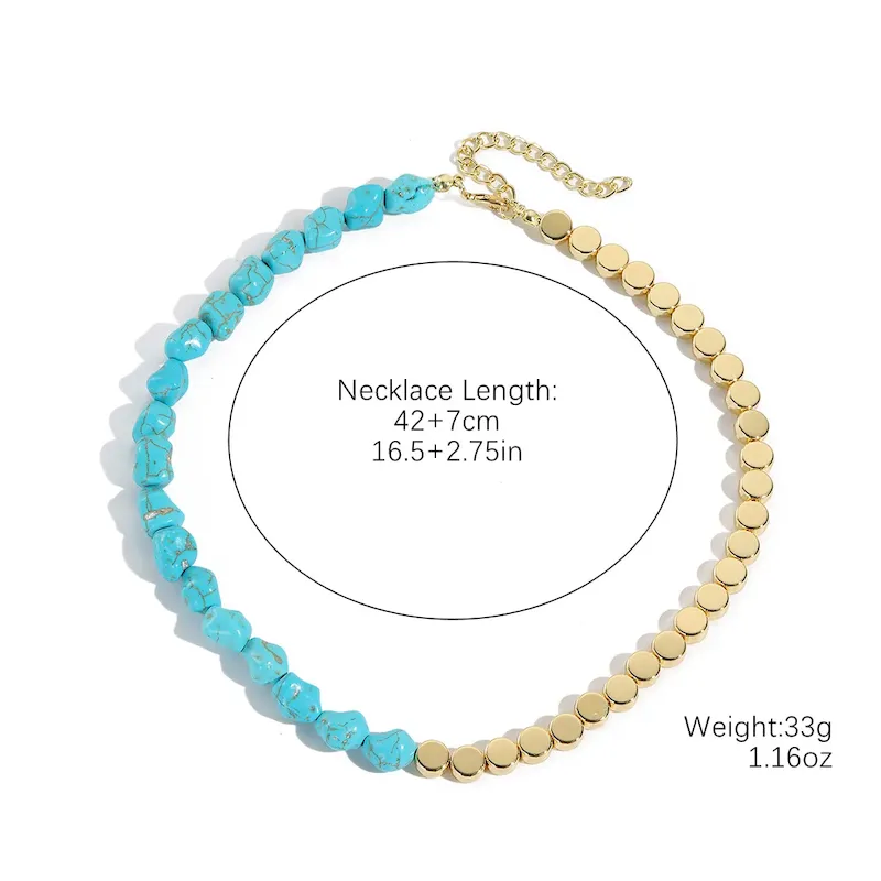 Wholesale Women Boho Fashion Natural Stone Turquoise Necklace - Image 6