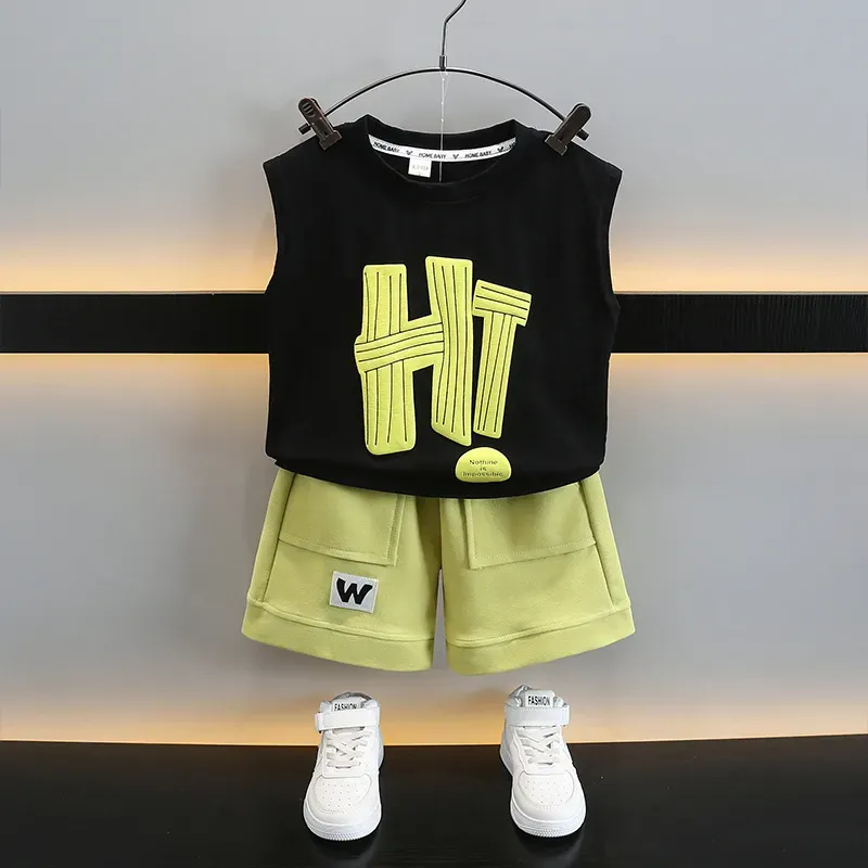 Wholesale Boy Fashion Letter Print Two-Piece Set - Image 4