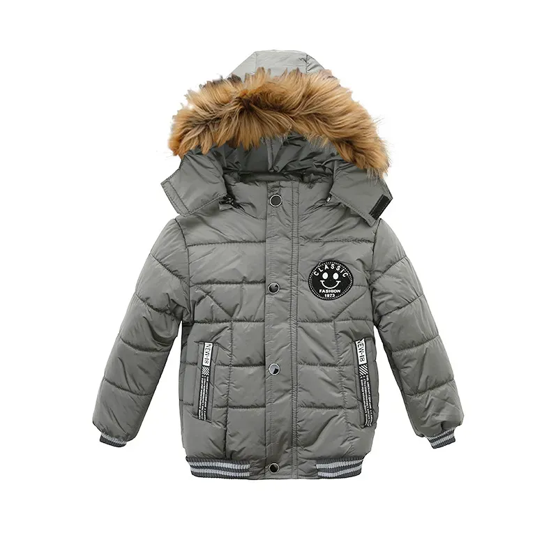 Wholesale Boys Classic Label Design Long Sleeve Hooded Quilted Jacket - Image 3