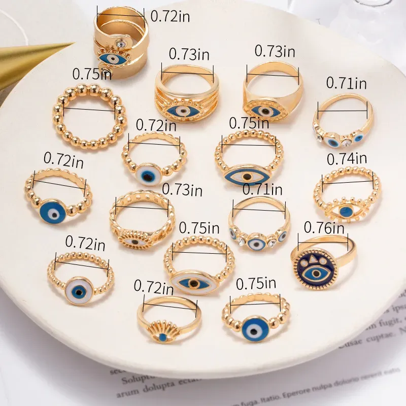 Wholesale Women Fashion Oil Painting Gold Plated Devil Eye Ring - Image 5
