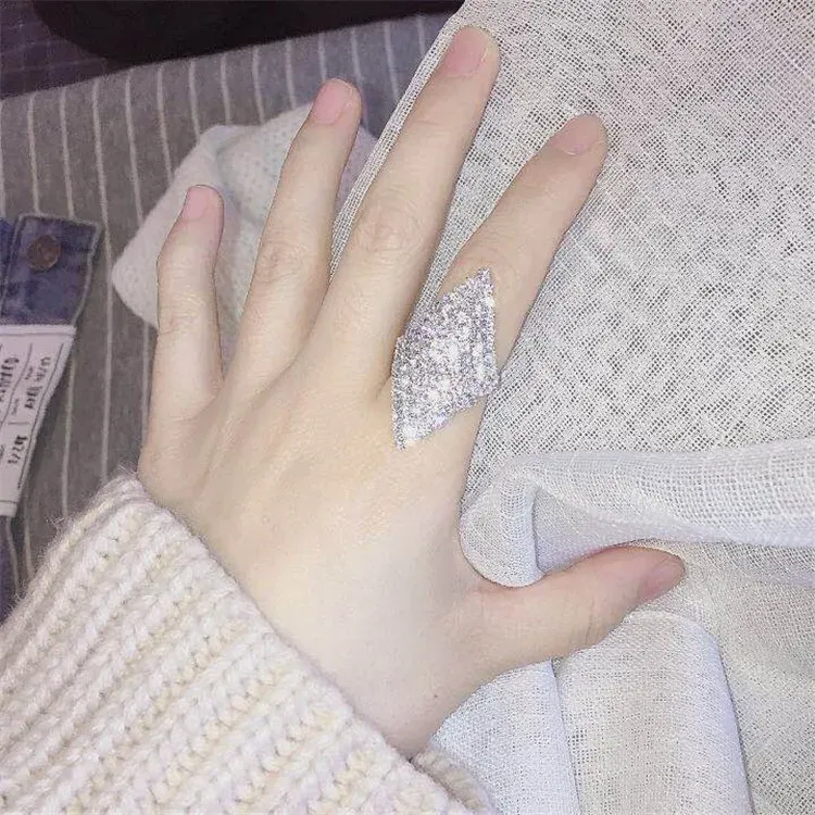 Wholesale Shiny Rhinestone Gemotry Opening Ring - Image 11