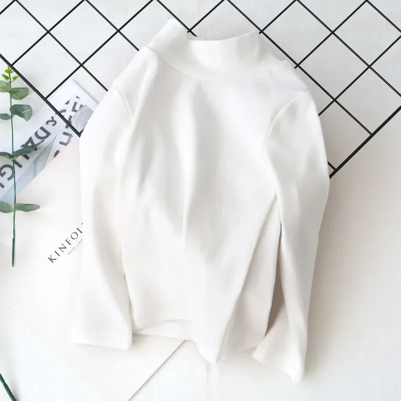 Wholesale Kids Basic Half High Neck Long Sleeve Solid Color T-shirt - Image 6