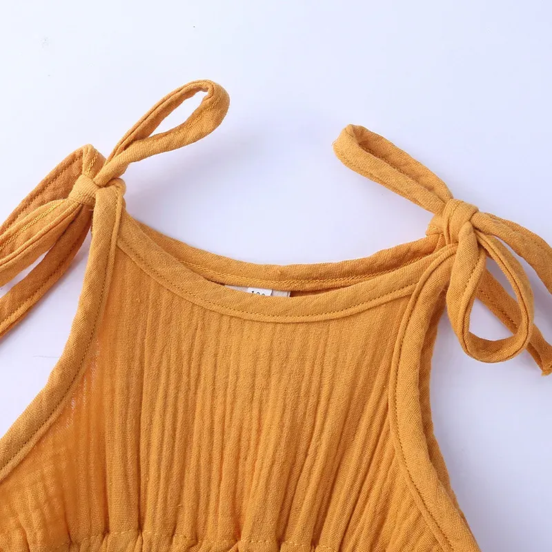 Wholesale Baby Girls Crease Solid Color Lace-up Romper - Image 40