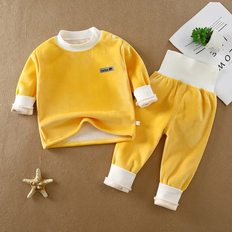 Wholesale Kids Baby Fashion Autumn And Winter Fleece-Lined Long-Sleeve Sweatshirt High Waist Pants Two-Piece Set - Image 10