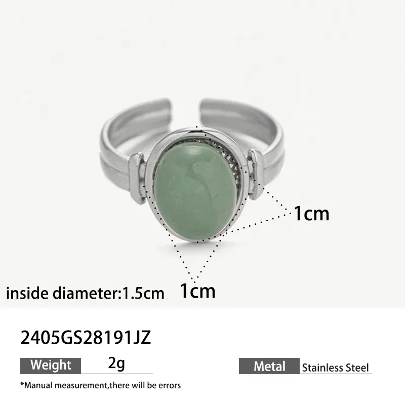 Wholesale Women Fashion Natural Stone Titanium Steel Ring - Image 10