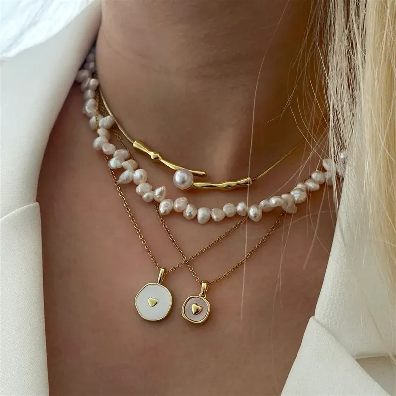 Wholesale Women Fashion Multi-Layer Imitation Pearl Metal Oil Drop Pendant Necklace Set