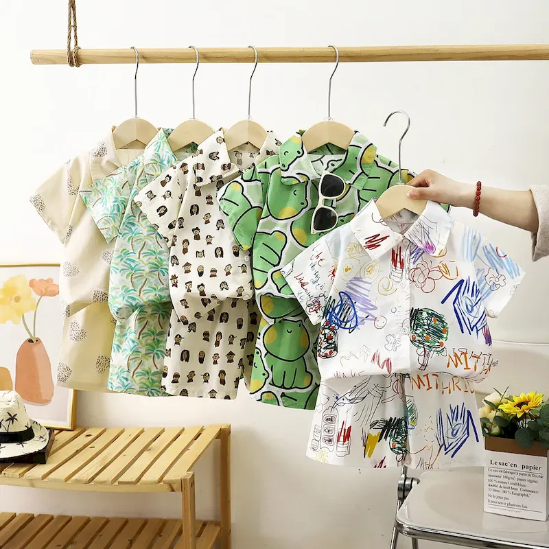 Wholesale Boy'S Fashion Print Shirt And Shorts Two-Piece Set - Image 3