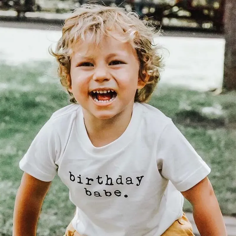 Wholesale Wholesale Kid Boy Girl Birthday Print White Tee - Image 7