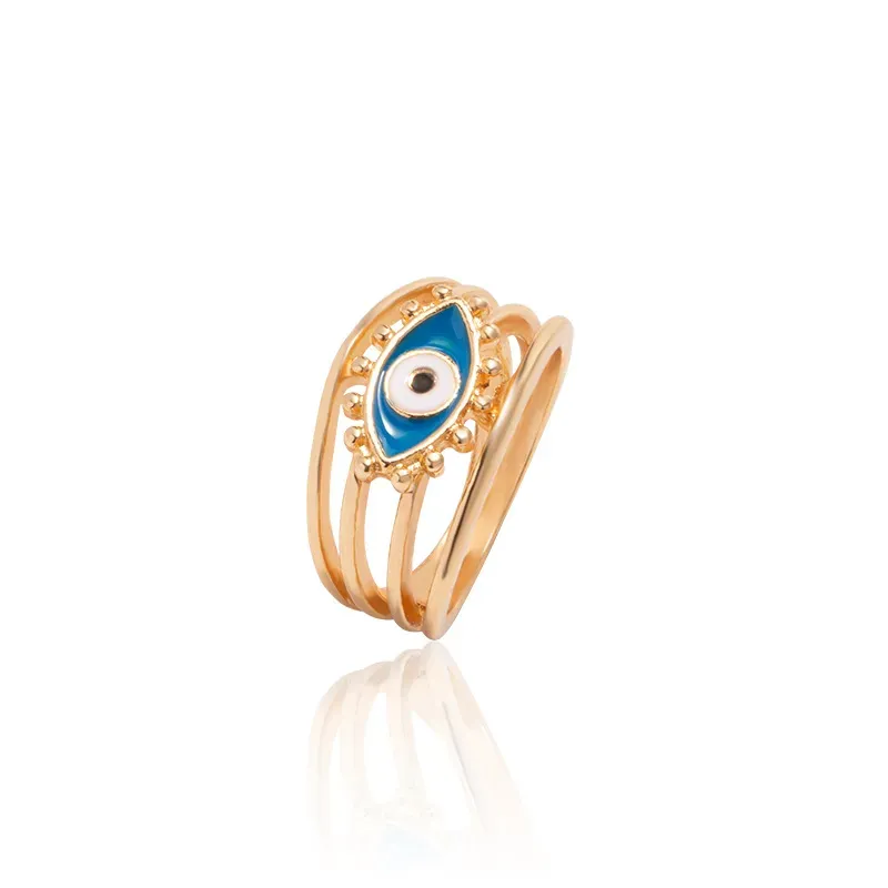 Wholesale Women Fashion Oil Painting Gold Plated Devil Eye Ring - Image 19