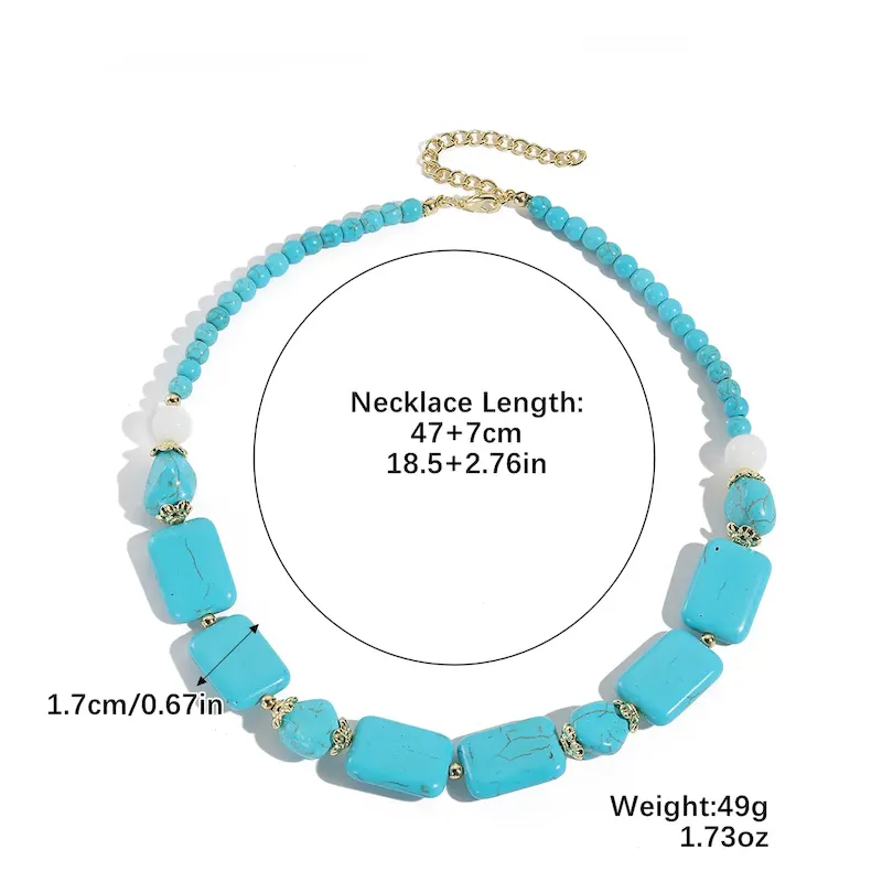 Wholesale Women Boho Fashion Natural Stone Turquoise Necklace - Image 7