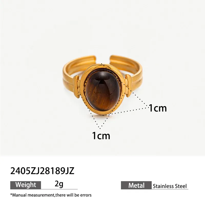 Wholesale Women Fashion Natural Stone Titanium Steel Ring - Image 7