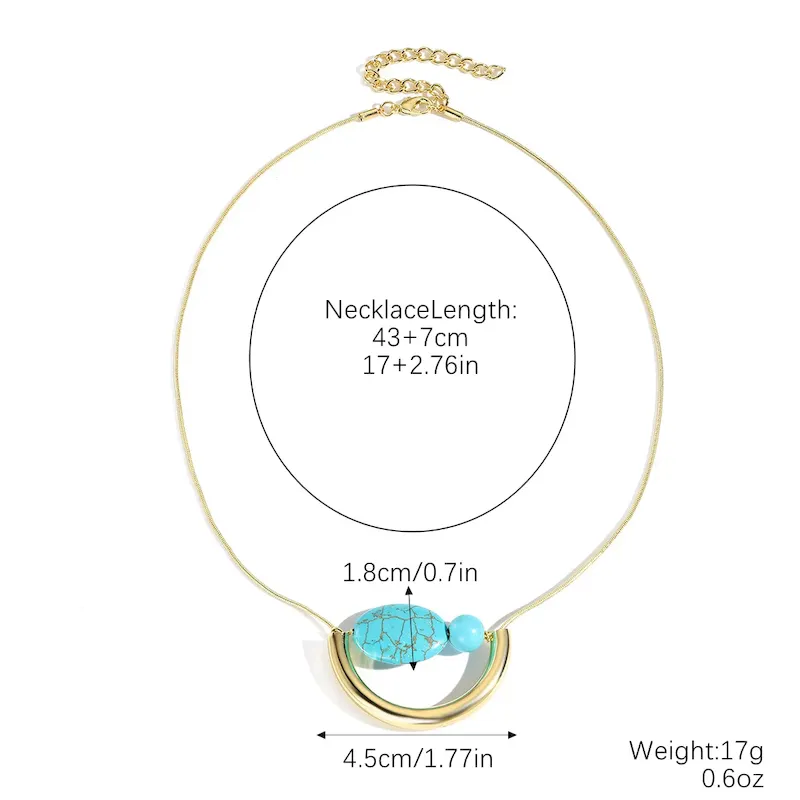 Wholesale Women Boho Fashion Natural Stone Turquoise Necklace - Image 9