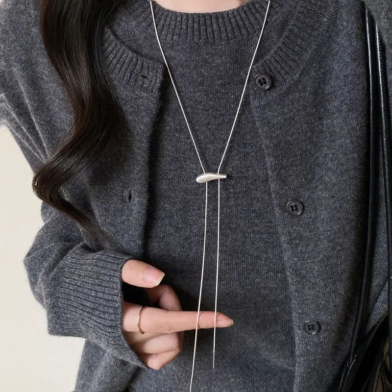 Wholesale Women Fashion Simple Matte Adjustable Long Necklace