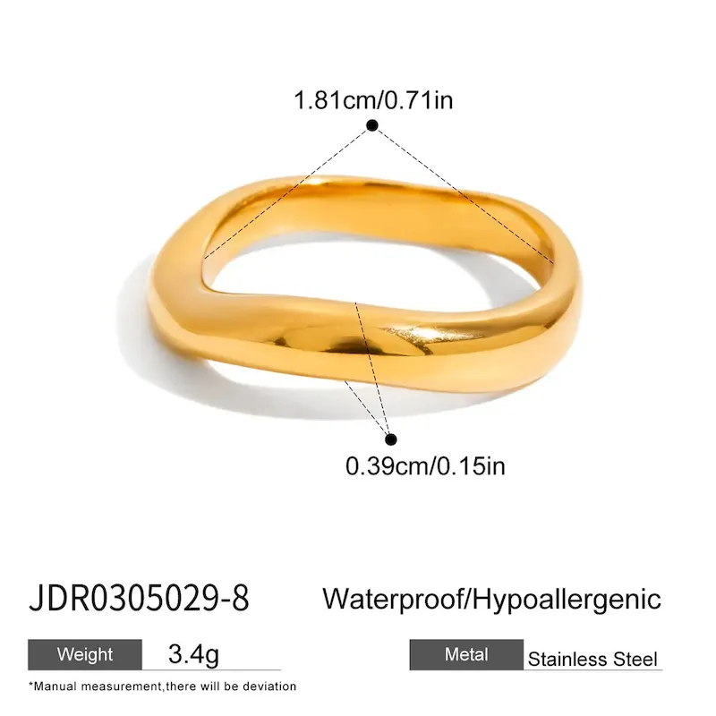 Wholesale Stainless Steel Women Simple Water Drop Gemstone Ring - Image 14